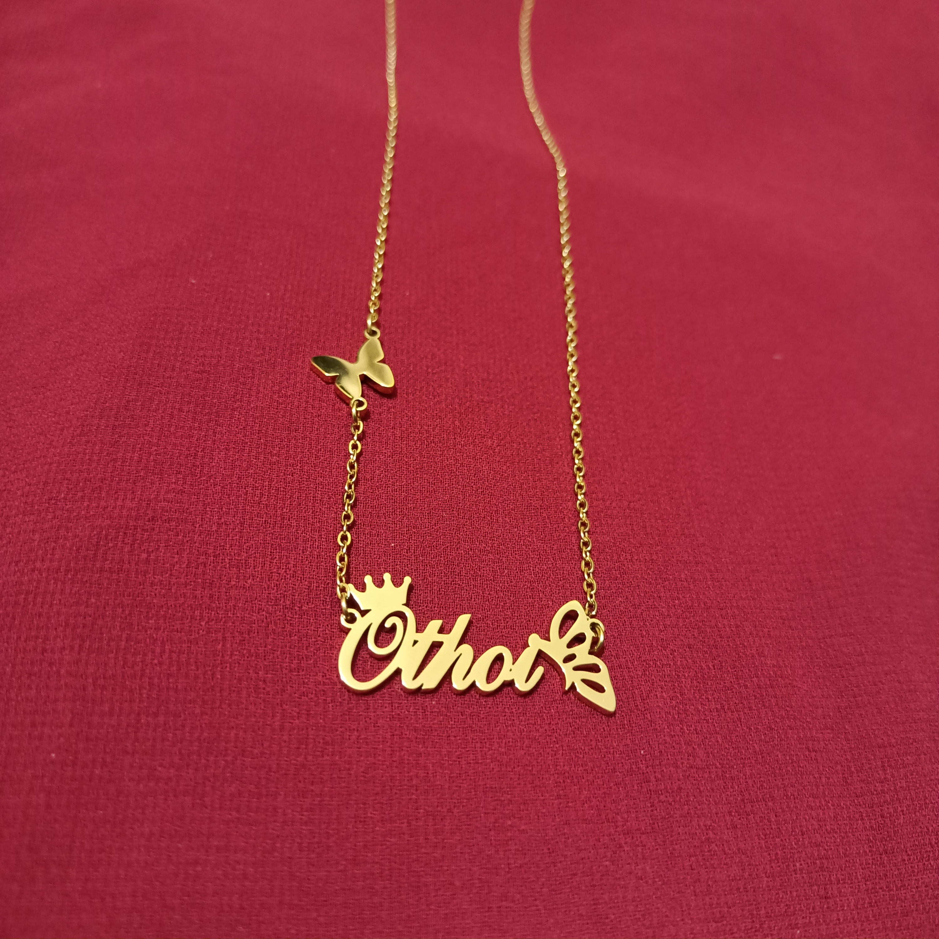 Nababali Gold " Othoi " Style Name Necklace Gifts For Her